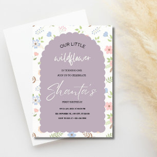 Convite Pequeno primeiro aniversario de flor silvestre mod