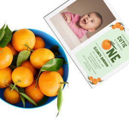 Convite Pequeno primeiro aniversario de Laranja Cutie