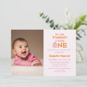 Convite Pequeno primeiro aniversario de Menina de Abóbora