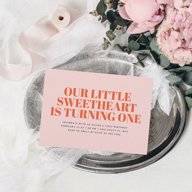 Convite Pequeno primeiro aniversario de Menina Moderna Swe (Criador carregado)