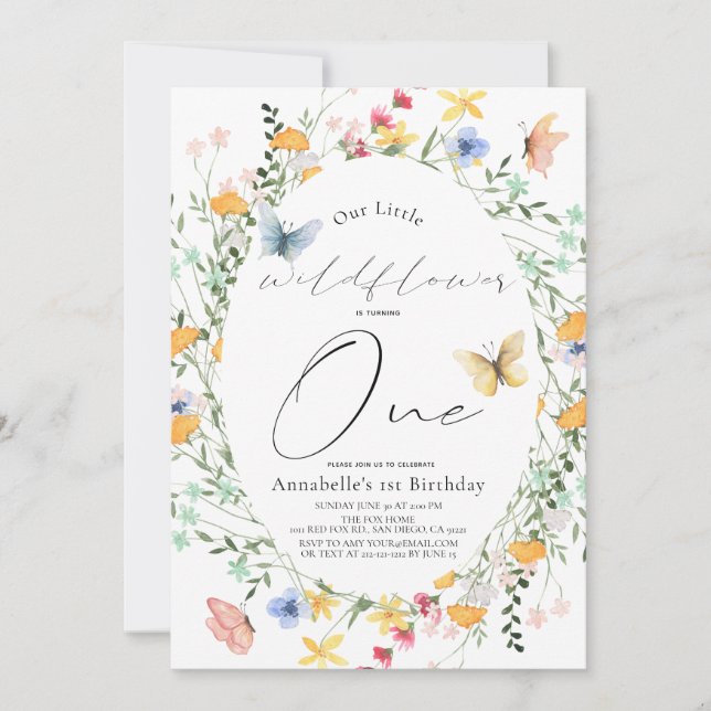 Convite Pequeno primeiro aniversario de Oval da Borboleta  (Frente)