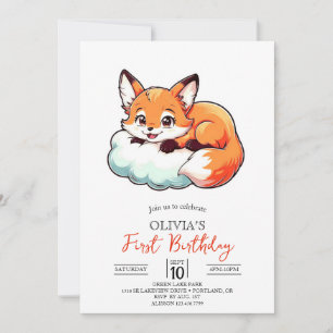 Convite Pequeno primeiro aniversario Digital Fox Elegante