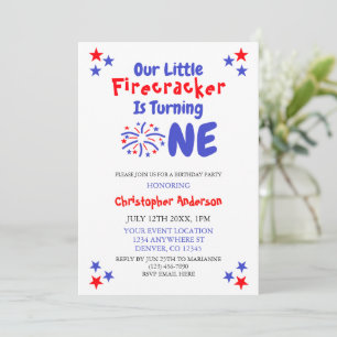 Convite Pequeno primeiro aniversario Firecracker