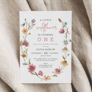Convite Pequeno primeiro aniversario Floral de Flor 