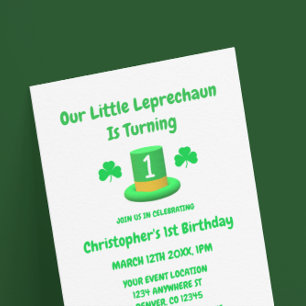 Convite Pequeno primeiro aniversario Leprechaun