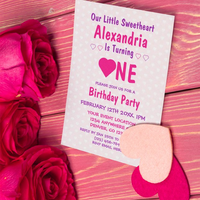 Convite Pequeno primeiro aniversario Swetheart (Criador carregado)