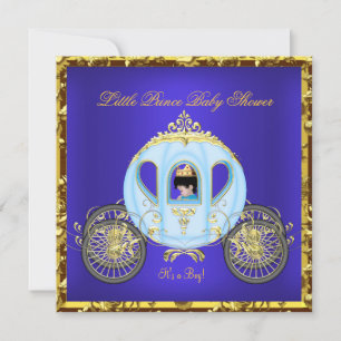 Convite Pequeno Príncipe Chuvada de Bebê Azul Dourado Meni