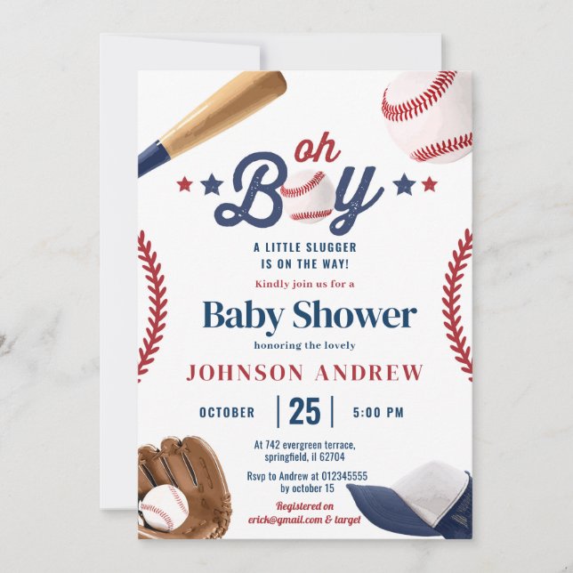 Convite Pequeno Pulsador Simples De Baseball No Caminho (Frente)