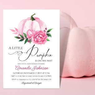 Convite Pequeno Pumpkin Blush Cor-de-Rosa Caiu Chá de fral