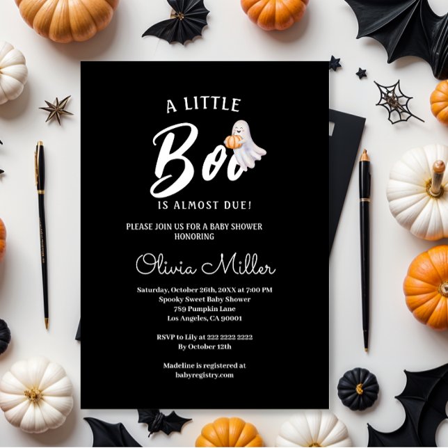 Convite Pequeno Pumpkin Boo – Chás de Bebê de Halloween  (Criador carregado)