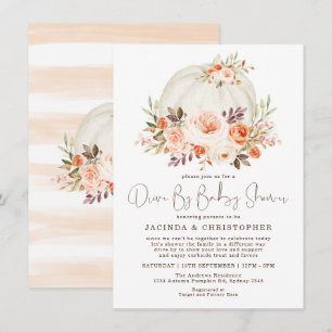 Convite Pequeno Pumpkin Cai Na Flor Por Chá de fraldas