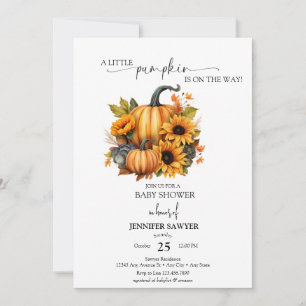 Convite Pequeno Pumpkin   Chá de fraldas de queda