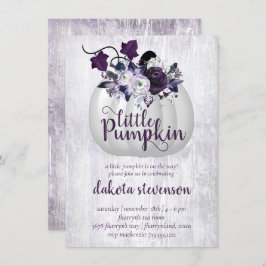 Convite Pequeno Pumpkin | Chá de fraldas Roxo Violeta