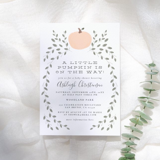 Convite Pequeno Pumpkin Cute Rustic Mão Desenhada Chá de f (Criador carregado)