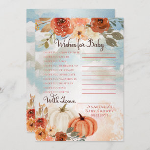 Convite Pequeno Pumpkin   Fall Girl Chá Wish for Baby