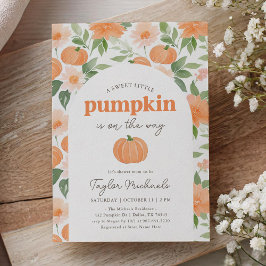 Convite Pequeno Pumpkin Floral Fall Chá de fraldas