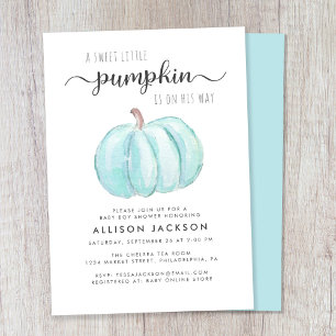 Convite Pequeno Pumpkin Watercolor Baby Boy Chá