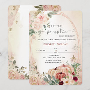 Convite Pequeno Quadro de Abóbora Boho Flores Baby Shower