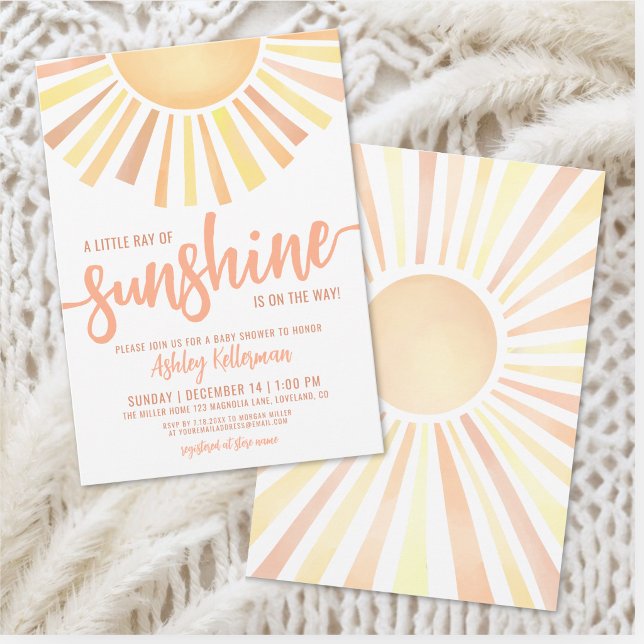 Convite Pequeno Raio De Sol Boho Chá De Bebê (Little Ray Of Sunshine Boho Baby Shower Invitation)