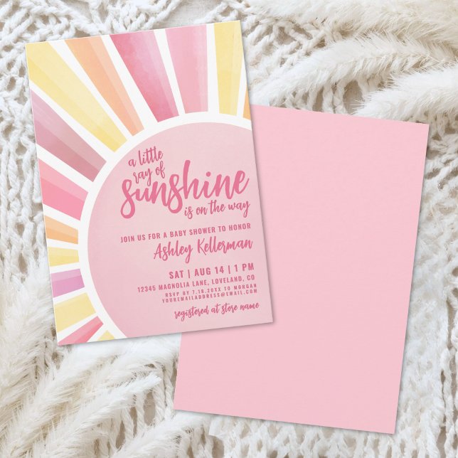 Convite Pequeno Raio De Sol Boho Chá De Bebê (Little Ray Of Sunshine Boho Baby Shower Invitation)