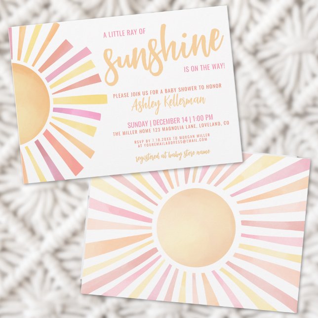 Convite Pequeno Raio De Sol Boho Chá De Bebê (Little Ray Of Sunshine Boho Baby Shower Invitation)