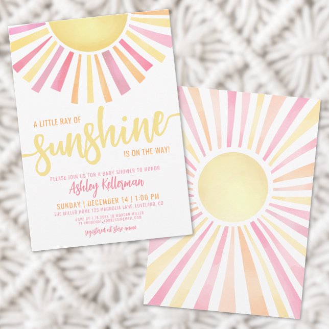 Convite Pequeno Raio De Sol Boho Chá De Bebê (Little Ray Of Sunshine Boho Baby Shower Invitation)