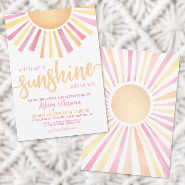 Convite Pequeno Raio De Sol Boho Chá De Bebê (Little Ray Of Sunshine Boho Baby Shower Invitation)