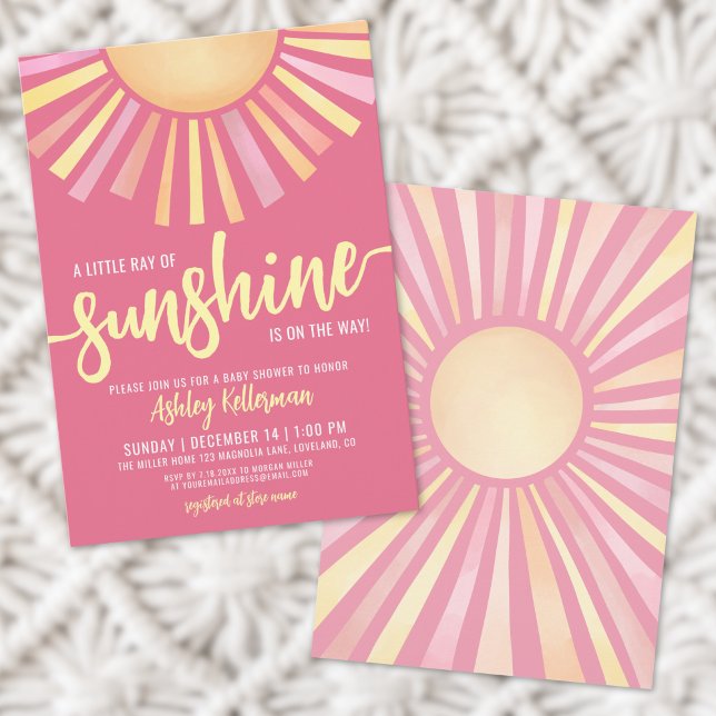 Convite Pequeno Raio De Sol Boho Chá De Bebê (Little Ray Of Sunshine Boho Baby Shower Invitation)