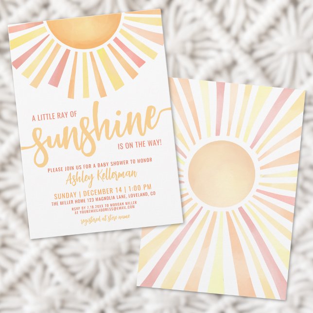 Convite Pequeno Raio De Sol Boho Chá De Bebê (Little Ray Of Sunshine Boho Baby Shower Invitation)