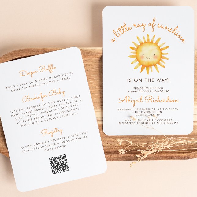 Convite Pequeno Raio de Sol Código QR Chá de Bebê (Criador carregado)