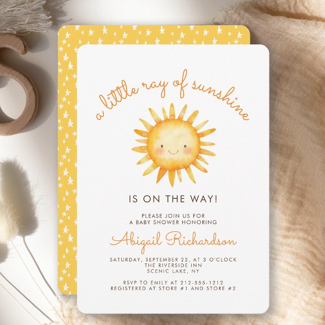 Convite Pequeno Raio de Sol Cute Baby Shower (Criador carregado)