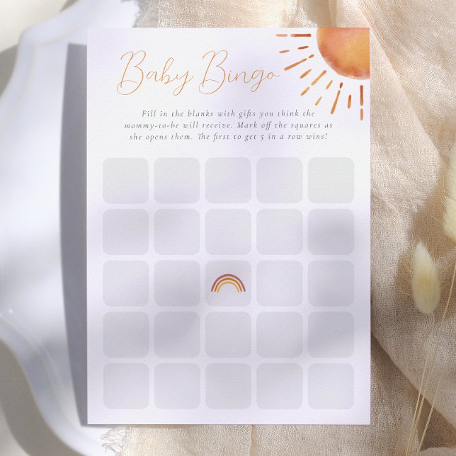 Convite Pequeno Raio de Sol Jogo de Bingo de Bebê (Criador carregado)