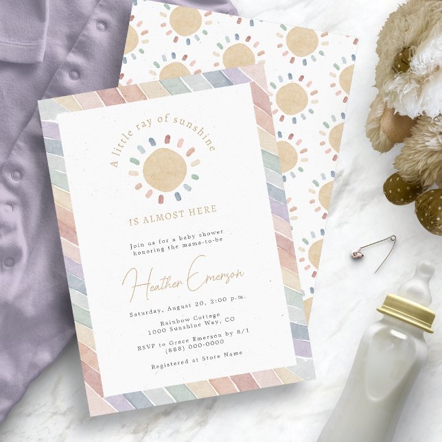Convite Pequeno Raio Sol Chá de fraldas (Little Ray of Sunshine Baby Shower Invitation
)