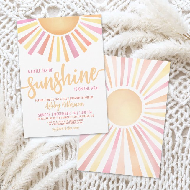 Convite Pequeno Raios Do Chá de fraldas Do Sunshine Boho (Little Ray Of Sunshine Boho Baby Shower Invitation)