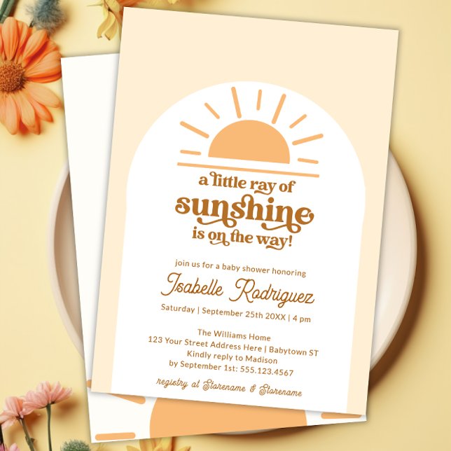 Convite Pequeno Raios Do Chá de fraldas Do Sunshine Boho (Little Ray Of Sunshine Boho Baby Shower Invitation)