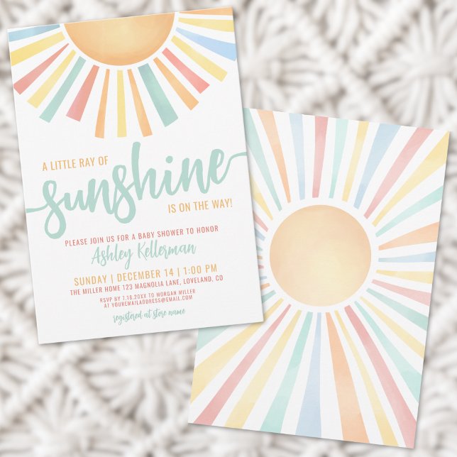 Convite Pequeno Raios Do Chá de fraldas Do Sunshine Boho (Little Ray Of Sunshine Boho Baby Shower Invitation)
