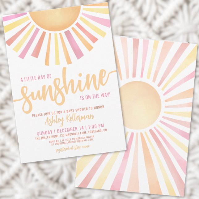 Convite Pequeno Raios Do Chá de fraldas Do Sunshine Boho (Little Ray Of Sunshine Baby Shower Invitation)