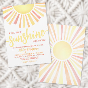 Convite Pequeno Raios Do Chá de fraldas Do Sunshine Boho