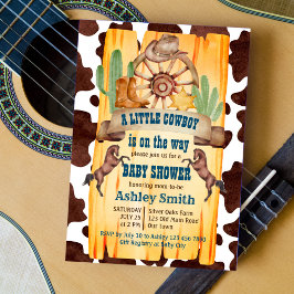 Convite Pequeno rodeio de cowboy chá de fraldas oeste