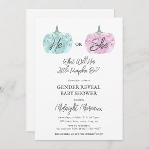 Convite Pequeno Sexo de Abóbora Revela Chá de fraldas de H