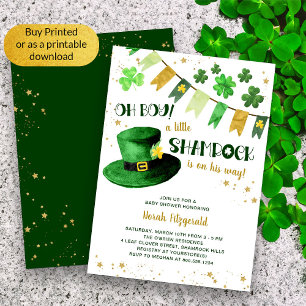Convite Pequeno Shamrock Dia de São Patrício Menino Chá de