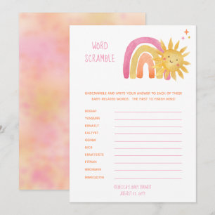 Convite Pequeno Sol Rainbow Chá de fraldas Word Scramble