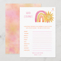 Pequeno Sol |Rainbow Chá de fraldas Word Scramble