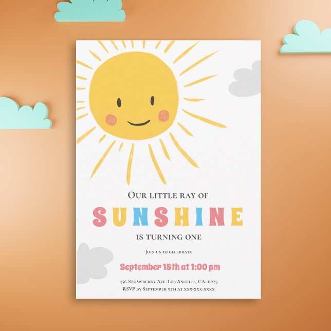 Convite Pequeno Sol Simples Primeiro Aniversário (Criador carregado)