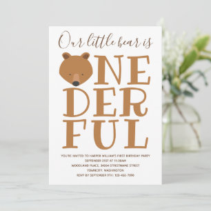 Convite Pequeno Urso Maravilhoso Um primeiro aniversario