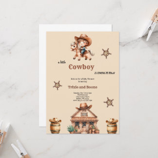 Convite pequeno vaqueiro vem para o babyshower do vaqueiro