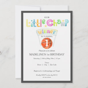 Convite Pequeno Vencedor De Basquete Champ Em Qualquer Ani