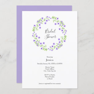 Convite Pequeno Violeta Brilhante Watercolor Wreath