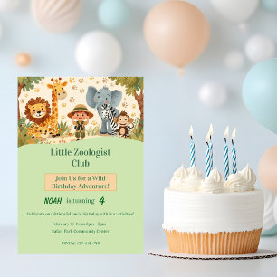 Convite Pequeno Zoólogo Safari Animais Aniversário Infanti