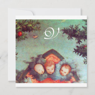 Convite PEQUENOS ÂNGULOS MONOGRAM antigo cor-de-rosa azul 